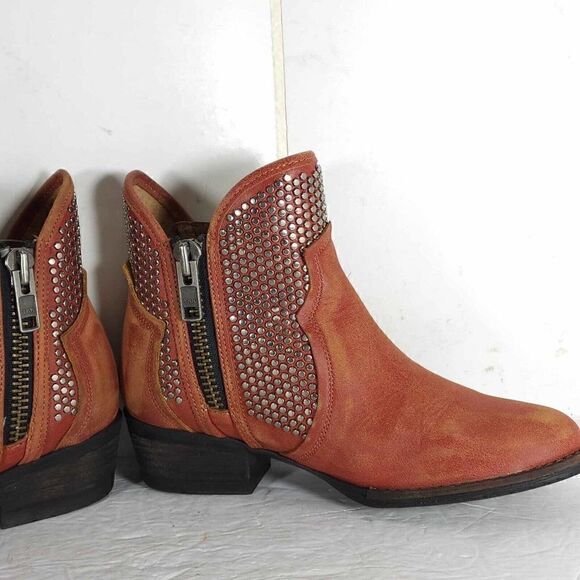 Corral Circle G Womens US7,5M Leather Orange Distressed Western Studded Booties - Picture 6 of 13